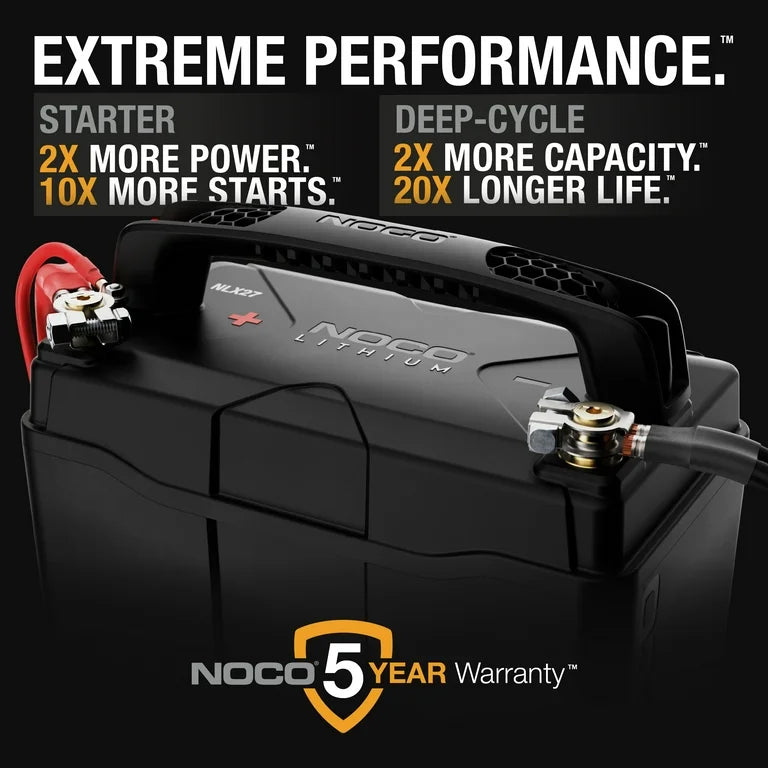 Suncoast Marine and Auto offers NOCO 12V 100Ah 12V Lithium-Ion LiFePO4 Dual-Purpose Battery NLX27