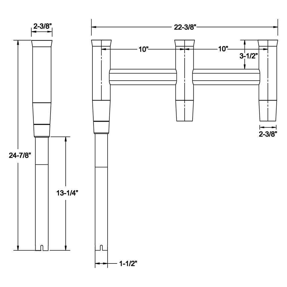 TACO Deluxe Trident Rod Holder Cluster Offset [F31-0781BXY-1] - Suncoast Marine & Auto Supply 