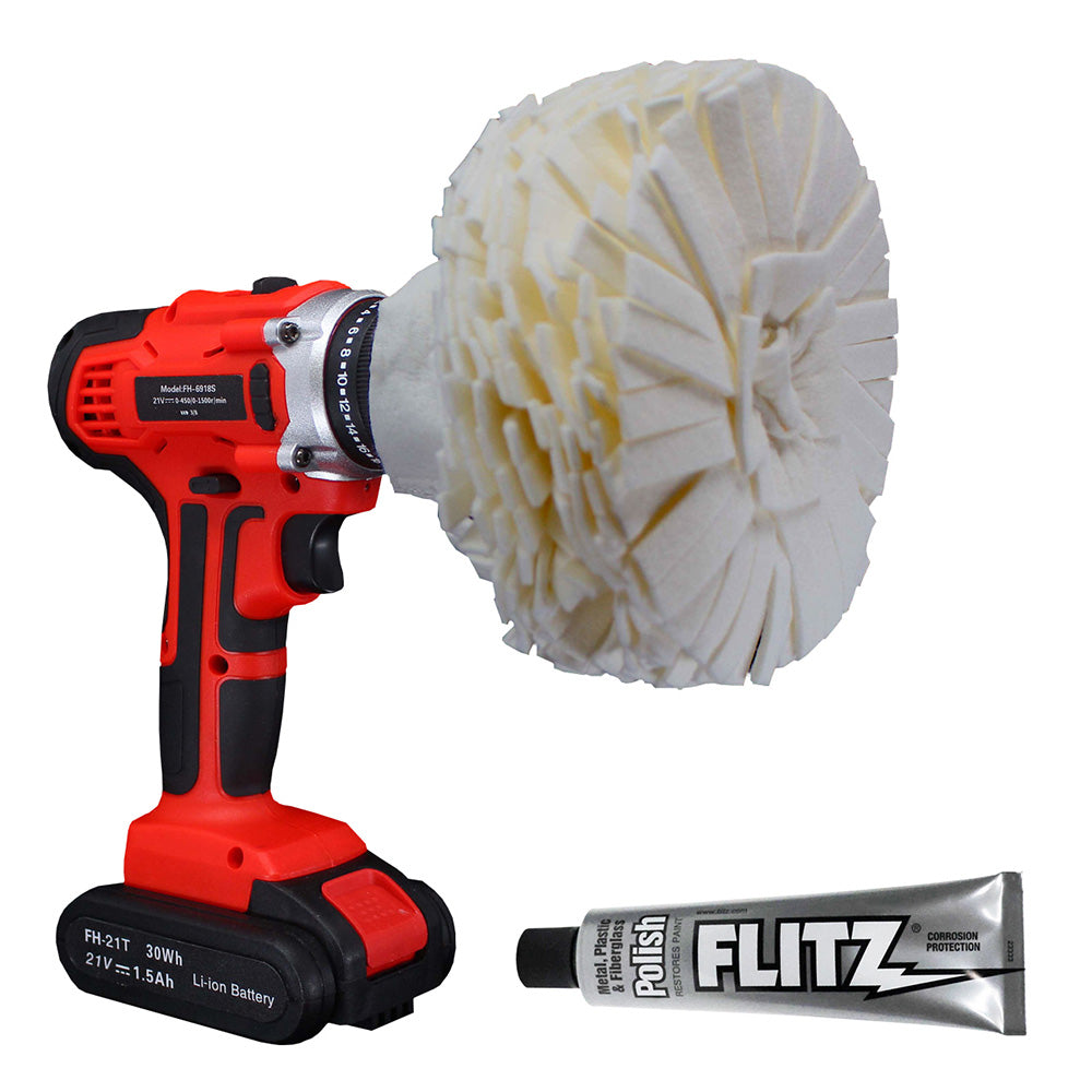 Suncoast Marine and Auto offers Flitz Buff Ball - Large 5" - White w/1.76oz Tube Flitz Polish [PB 101-50]