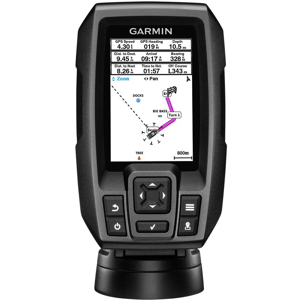Suncoast Marine Supply offers Garmin STRIKER 4 Fishfinder Worldwide Version w/77/200kHz - 4-Pin Transducer w/Transom & Trolling Motor Mounts (010-01550-01)