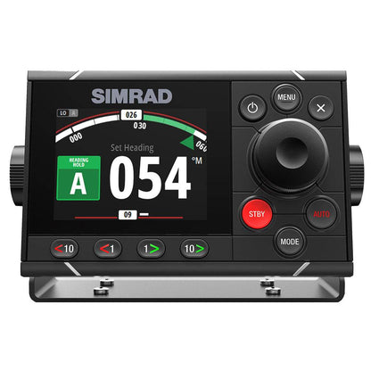 Suncoast Marine and Auto offers Simrad AP48 Autopilot Control Head w/Rotary Knob [000-13894-001] The AP48 has a 4.1-inch display, rotary dial, dodge keys, turn patterns, no drift steering, depth tracking, and a low-profile design.