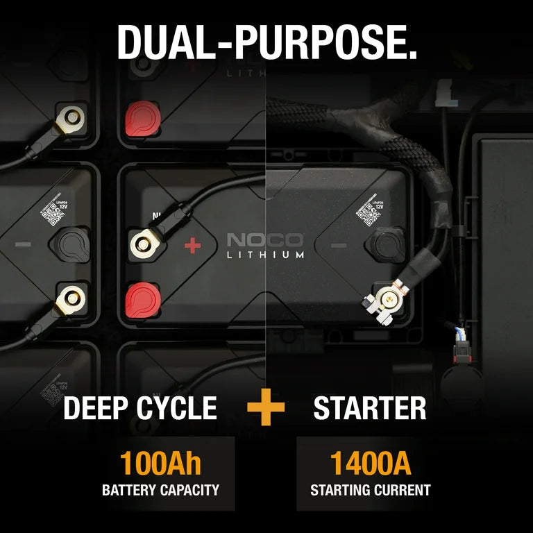 Suncoast Marine and Auto offers NOCO 12V 100Ah 12V Lithium-Ion LiFePO4 Dual-Purpose Battery NLX27