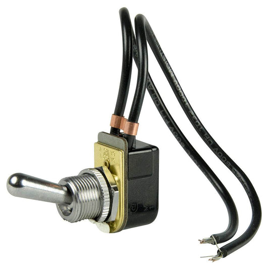 BEP SPST Chrome Plated Toggle Switch Wire Leads - ON/OFF [1002023] - Suncoast Marine & Auto Supply 