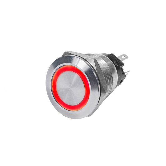 Blue Sea 4163 SS Push Button Switch - Off-(On) - Red - 10A [4163] - Suncoast Marine & Auto Supply 