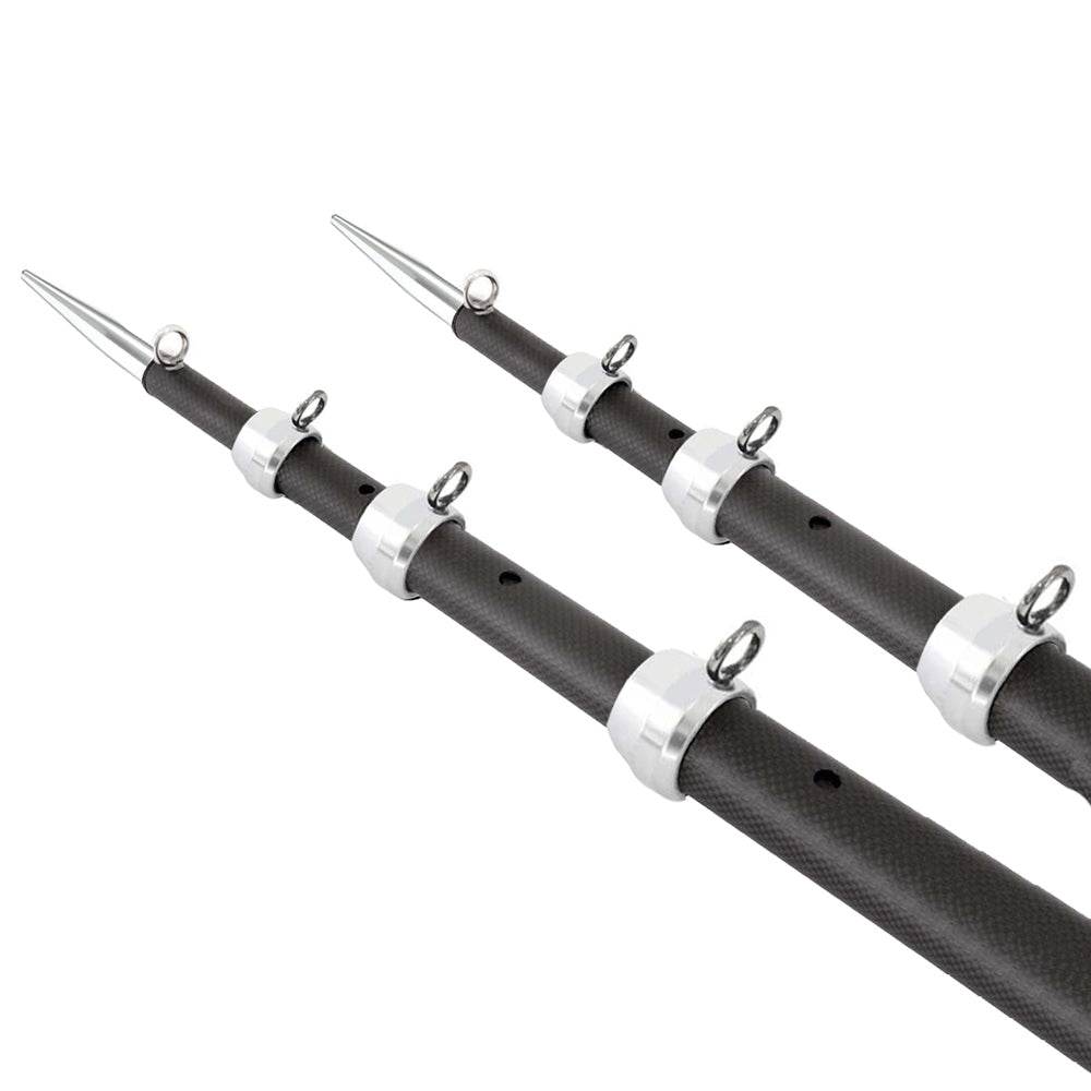 Tigress XD 3k Carbon Fiber Telescoping Outrigger Poles - 18 feet - Matte Black/ Silver - Pair [88679-1] - Suncoast Marine & Auto Supply 