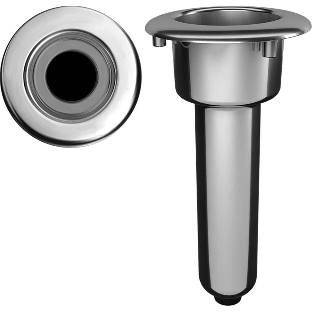 Mate Series Elite Screwless Stainless Steel 0 Rod Cup Holder - Drain - Round Top [C1000DS] - Suncoast Marine & Auto Supply 