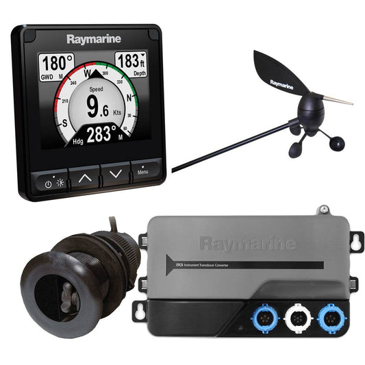 Suncoast Marine and Auto offers Raymarine i70s System Pack w/Color Instrument Wind, DST Transducers, iTC-5, and STng Backbone [T70216]