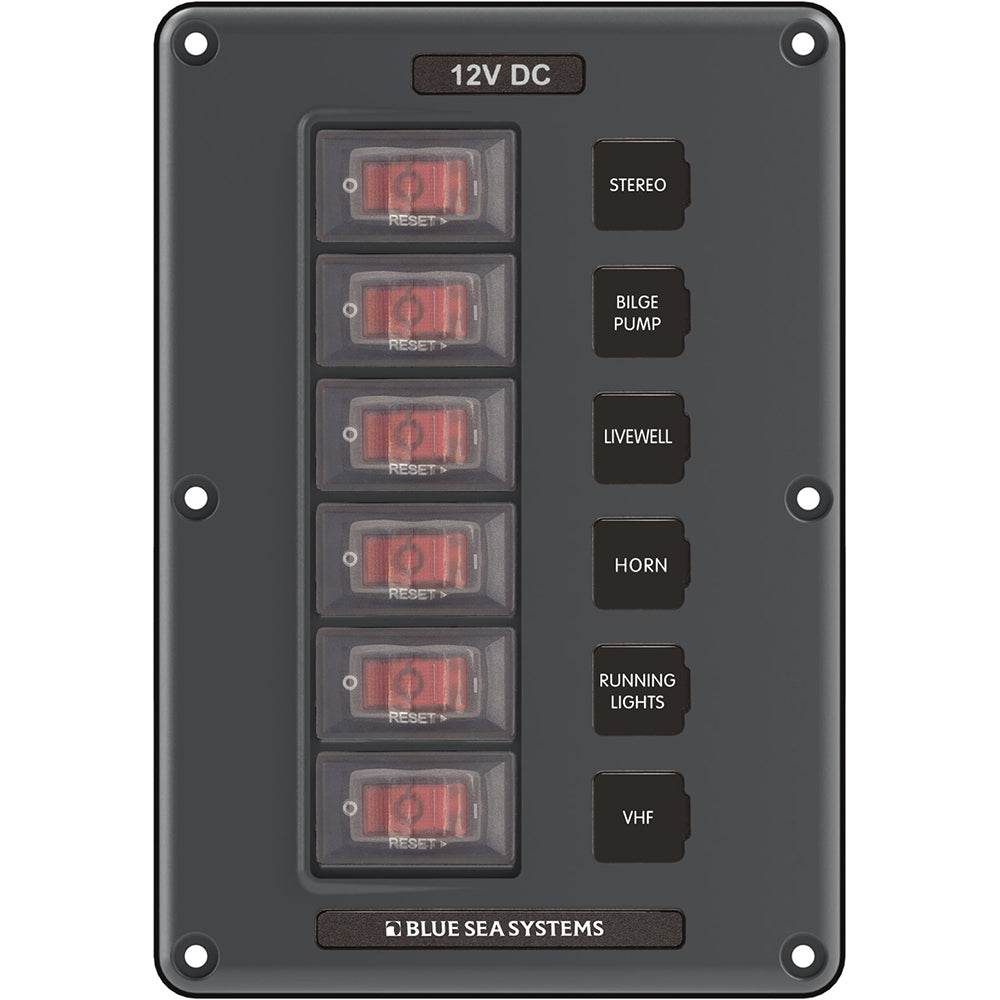 Suncoast Marine and Auto offers Blue Sea 4322 Circuit Breaker Switch Panel 6 Position - Gray [4322]