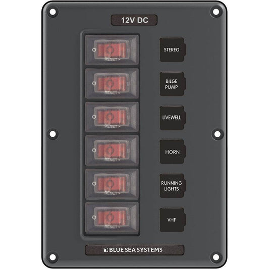 Suncoast Marine and Auto offers Blue Sea 4322 Circuit Breaker Switch Panel 6 Position - Gray [4322]