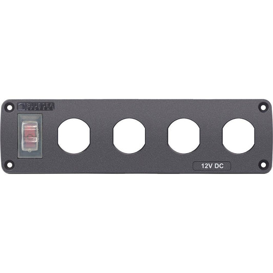 Blue Sea Water Resistant USB Accessory Panel - 15A Circuit Breaker, 4x Blank Apertures [4369] - Suncoast Marine & Auto Supply 