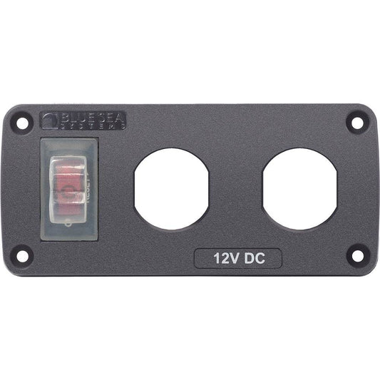 Blue Sea 4364 Water Resistant USB Accessory Panel - 15A Circuit Breaker, 2x Blank Apertures [4364] - Suncoast Marine & Auto Supply 