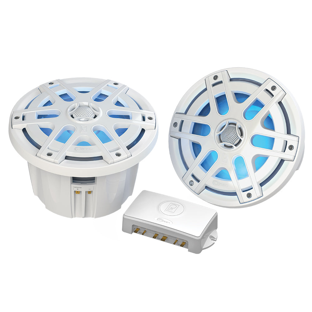 Suncoast Marine and Auto offers Poly-Planar MA-OC8 8" 500 Watt Waterproof Blue LED Speaker - White [MA-OC8]