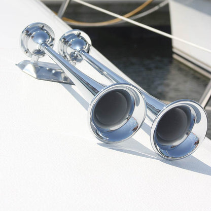 Marinco 24V Chrome Plated Dual Trumpet Air Horn [10624] - Suncoast Marine & Auto Supply 