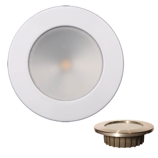 Suncoast Marine and Auto offers Lunasea ZERO EMI Recessed 3.5 LED Light - Warm White, Blue w/White Stainless Steel Bezel - 12VDC [LLB-46WB-0A-WH]
