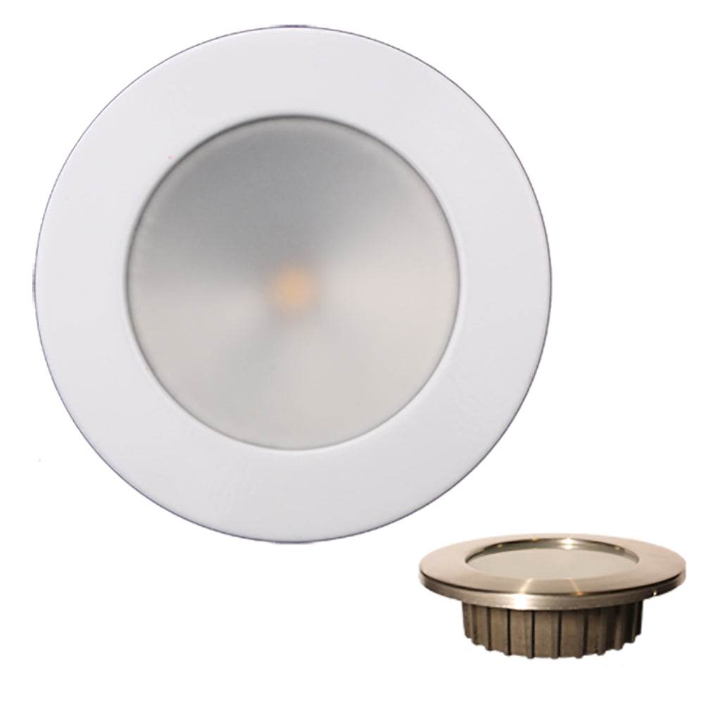 Suncoast Marine and Auto offers Lunasea Gen3 Warm White, RGBW Full Color 3.5 IP65 Recessed Light w/White Stainless Steel Bezel - 12VDC [LLB-46RG-3A-WH]
