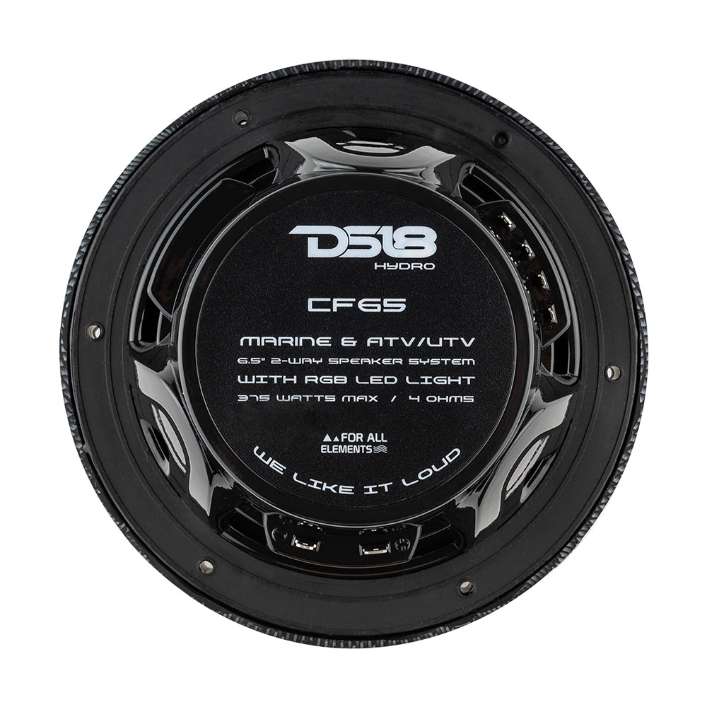 Suncoast Marine and Auto offers DS18 HYDRO 6.5" 2-Way Marine Speakers w/RGB LED Lights 300W - Black Carbon Fiber [CF-65]