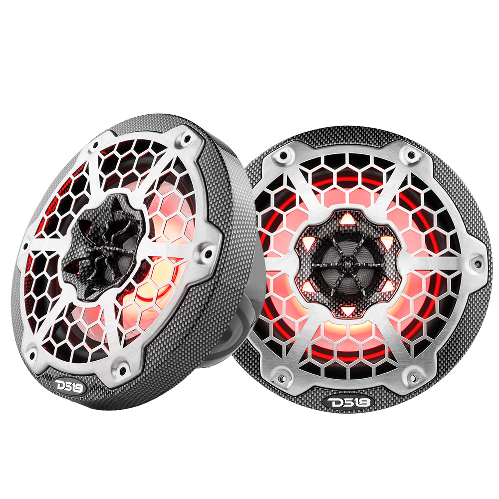 Suncoast Marine and Auto offers DS18 HYDRO 6.5" 2-Way Marine Speakers w/RGB LED Lights 300W - Black Carbon Fiber [CF-65]