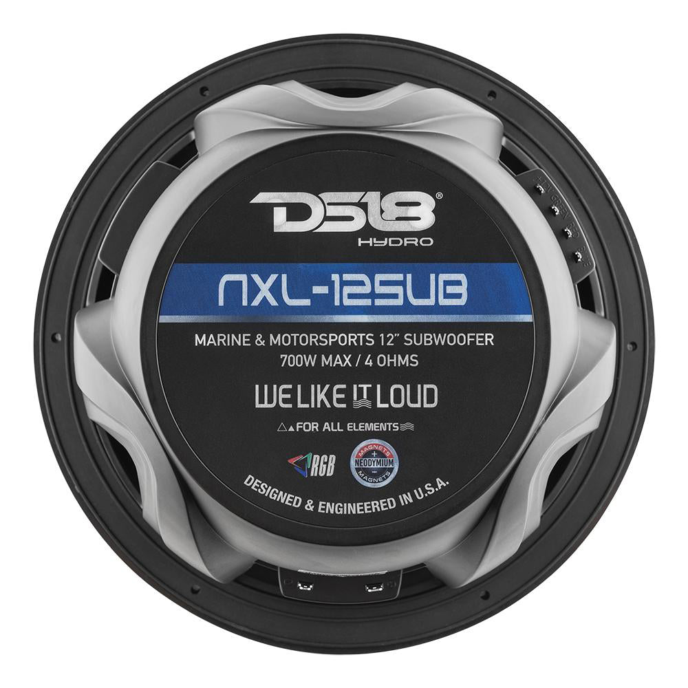 Suncoast Marine and Auto offers DS18 HYDRO 12" Subwoofer w/RGB Lights - 700W - Matte Black [NXL-12SUB/BK]