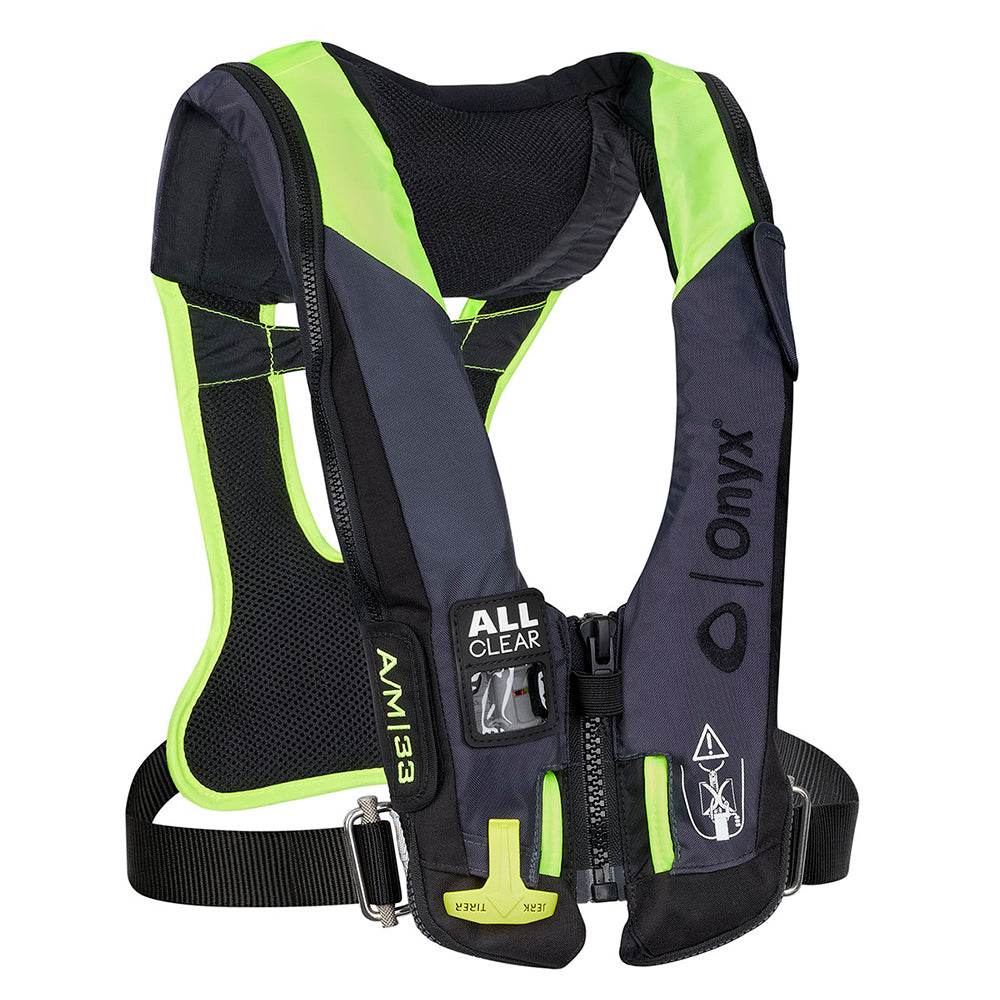 Onyx Impulse A/M 33 All Clear w/Harness Auto/Manual Inflatable Life Jacket - Grey [134300-701-004-21] - Suncoast Marine & Auto Supply 