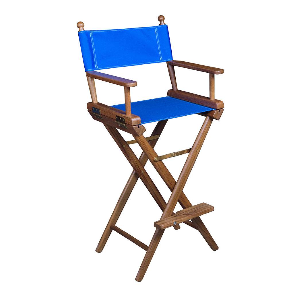 Suncoast Marine and Auto offers Whitecap Captains Chair w/Blue Seat Covers - Teak (60045)