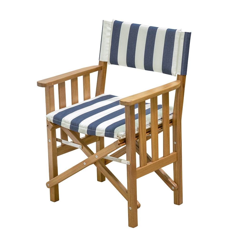Suncoast Marine and Auto offers Whitecap Directors Chair II w/Navy White Cushion - Teak (61050)