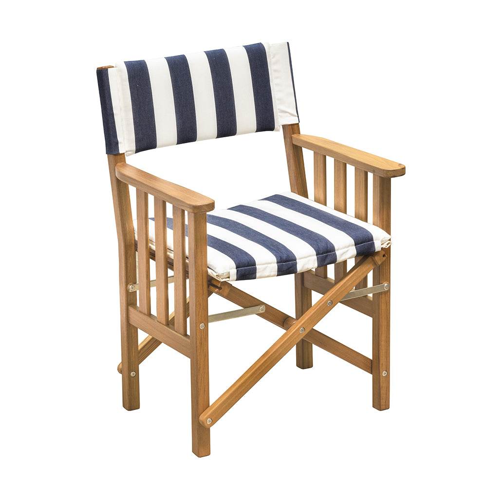 Suncoast Marine and Auto offers Whitecap Directors Chair II w/Navy White Cushion - Teak (61050)
