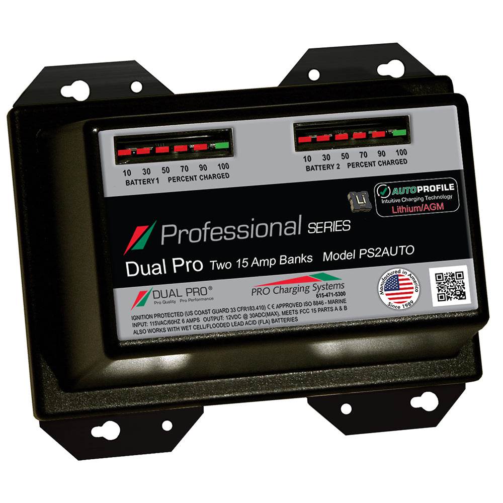Dual Pro PS2 Auto 15A - 2-Bank Lithium/AGM Battery Charger [PS2AUTO] - Suncoast Marine & Auto Supply 