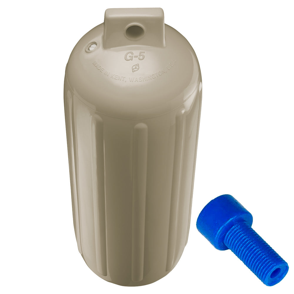 Suncoast Marine and Auto offers Polyform G-5 Twin Eye Fender 8.8" x 26.8" - Sand w/Adapter [G-5 SAND W/AIR ADAPTER]