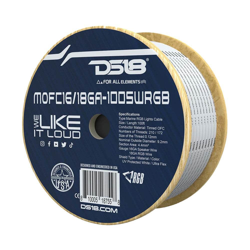 Suncoast Marine and Auto offers DS18 Marine Tinned OFC 18GA RGB Wire w/16GA Speaker Wire - 100 Spool [MOFC16/18GA-100SWRGB]