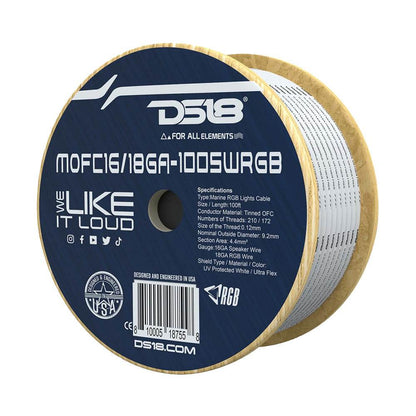 Suncoast Marine and Auto offers DS18 Marine Tinned OFC 18GA RGB Wire w/16GA Speaker Wire - 100 Spool [MOFC16/18GA-100SWRGB]