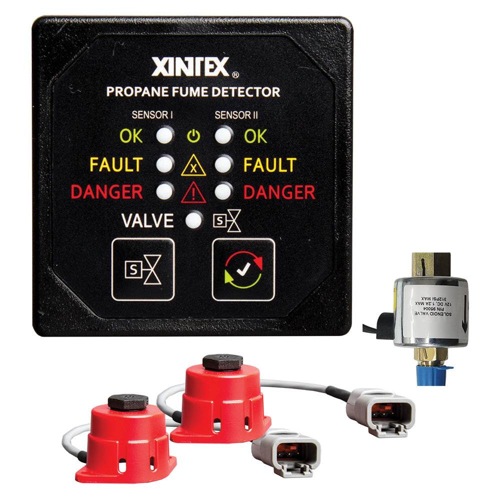 Fireboy-Xintex Propane Fume Detector, 2 Channel, 2 Sensors, Solenoid Valve Control 20 Cable - 24V DC [P-2BS-24-R] - Suncoast Marine & Auto Supply 