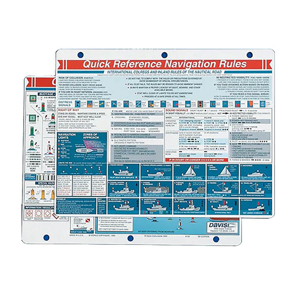 Davis Quick Reference Navigation Rules Card [125] - Suncoast Marine & Auto Supply 
