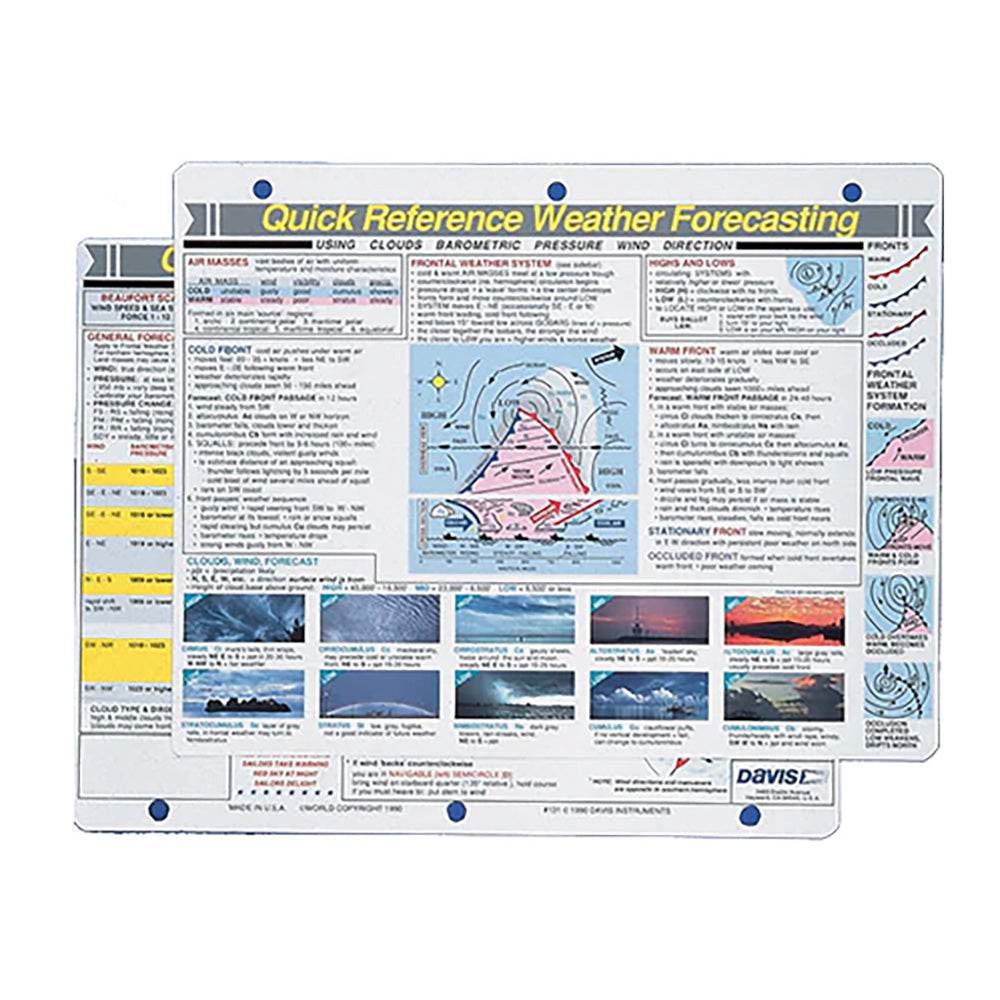 Davis Quick Reference Weather Forecasting Card [131] - Suncoast Marine & Auto Supply 