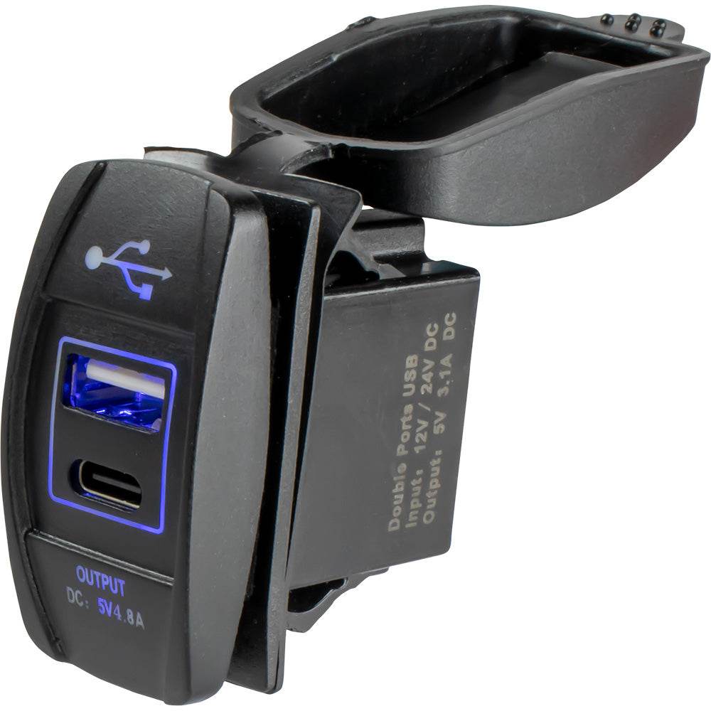 Sea-Dog USB USB-C Rocker Switch Style Power Socket [426521-1] - Suncoast Marine & Auto Supply 