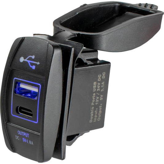Sea-Dog USB USB-C Rocker Switch Style Power Socket [426521-1] - Suncoast Marine & Auto Supply 