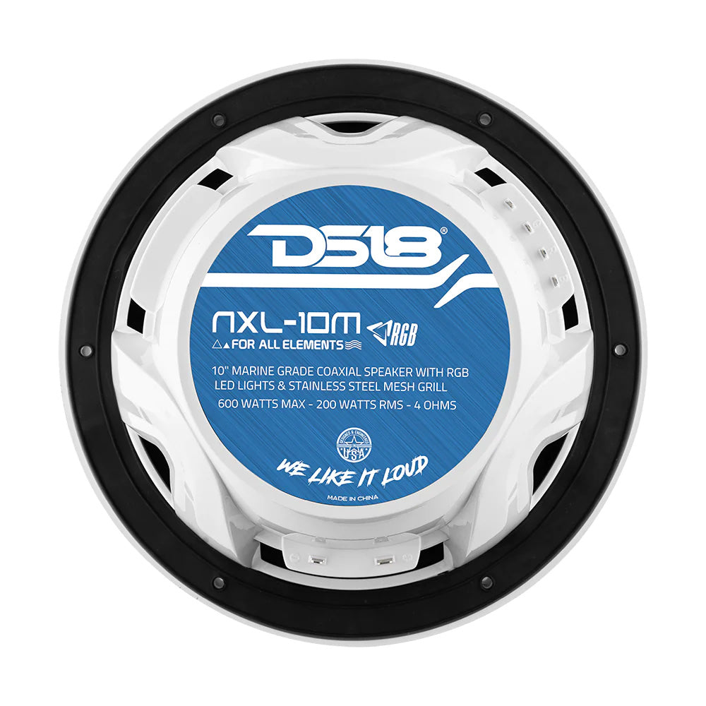 Suncoast Marine Supply offers DS18 HYDRO NXL-10M/WH 10" Marine Coaxial Speakers with RGB
