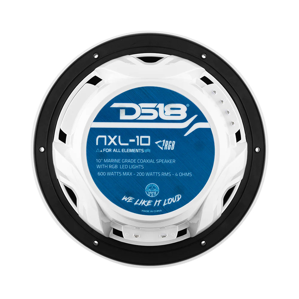 Suncoast Marine Supply offers DS18 HYDRO NXL-10/WH 10" Marine Coaxial Speakers with RGB LEDs