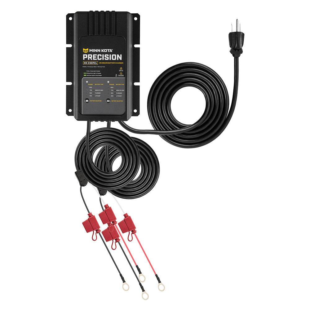 Suncoast Marine Supply offers Minn Kota On-Board Precision Charger MK-230 PCL 2 Bank x 15 AMP LI Optimized Charger (1832304)