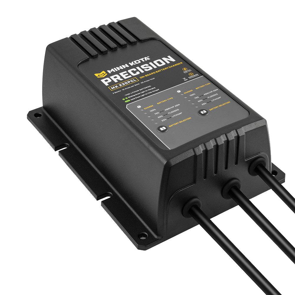 Suncoast Marine Supply offers Minn Kota On-Board Precision Charger MK-230 PCL 2 Bank x 15 AMP LI Optimized Charger (1832304)