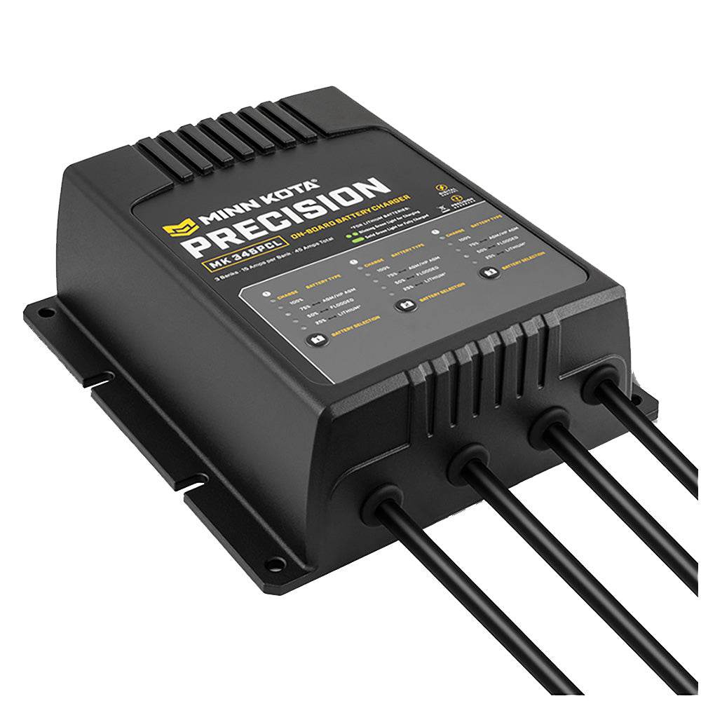 Suncoast Marine Supply offers Minn Kota On-Board Precision Charger MK-345 PCL 3 Bank x 15 AMP LI Optimized Charger (1833454)