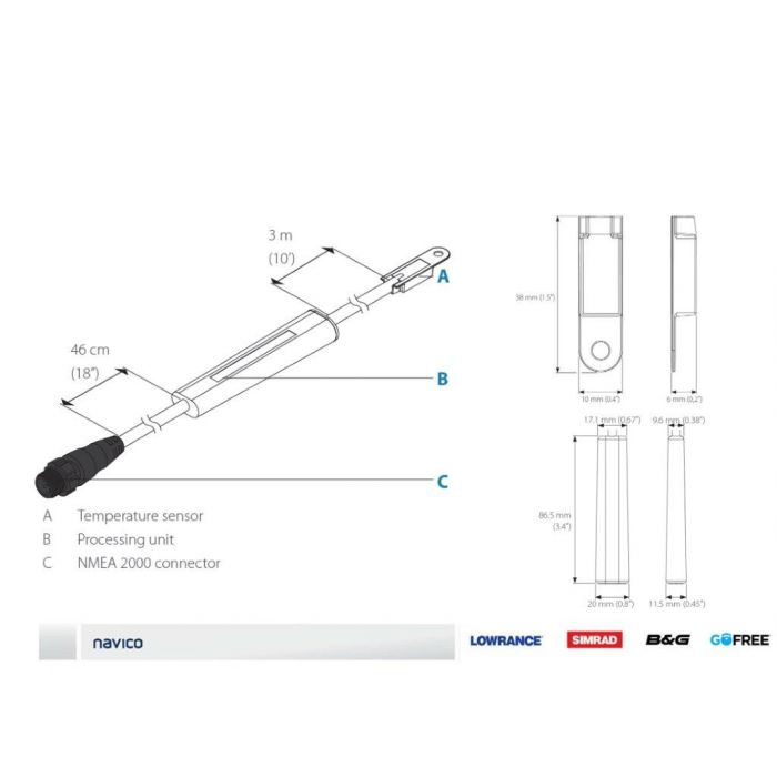 Suncoast Marine and Auto offers Navico EP-80R Temperature Sensor - NMEA2000 - Transom Mount [000-11520-001]