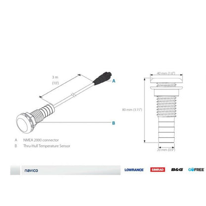 Navico Thru-Hull Temperature Sensor