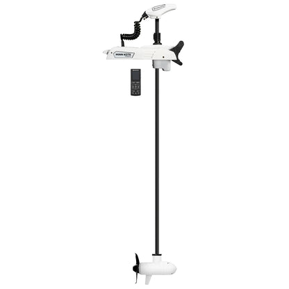 Minn Kota Riptide Terrova Quest 90/115 87-inch white saltwater trolling motor on boat bow