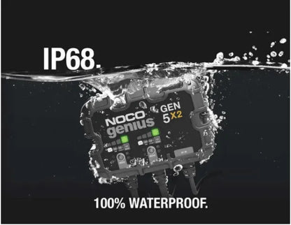 Suncoast Marine and Auto offers NOCO Genius 12V Onboard Waterproof Marine Battery Charger, 10 Amp, 2-Bank GEN5X2