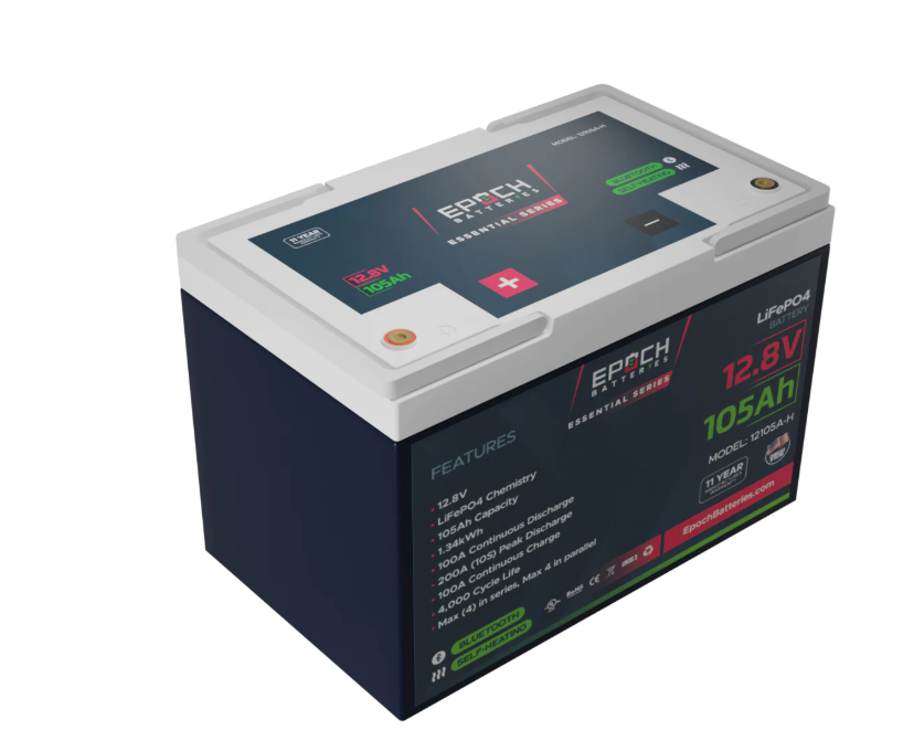 Suncoast Marine and Auto offers Epoch Battery 12V 105Ah Essential Series - Bluetooth & Heated LiFePO4 (12105A-H)