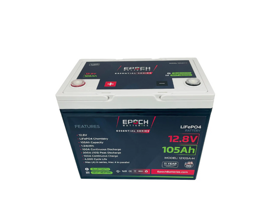 Suncoast Marine and Auto offers Epoch Battery 12V 105Ah Essential Series - Bluetooth & Heated LiFePO4 (12105A-H)