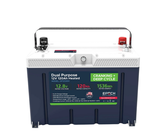 Suncoast Marine and Auto offers Epoch Battery 12V 120Ah Pro Series - LiFePO4 Cranking & Deep Cycle Lithium Battery (Dual Purpose) DP12120H
