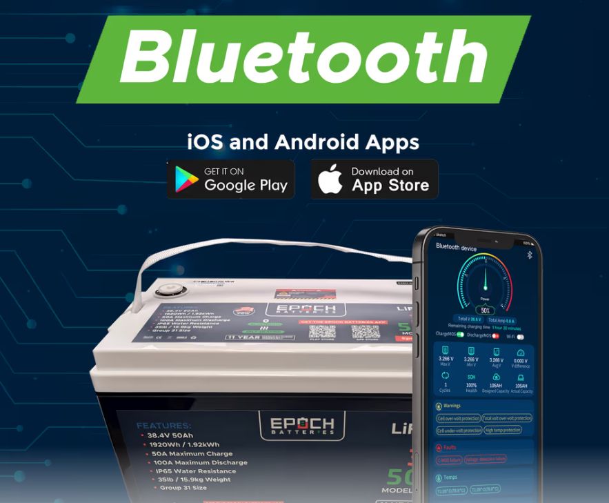 Suncoast Marine and Auto offers Epoch Battery 36V 50Ah Essential Series - Bluetooth & Heated LiFePO4 (3650A-H)