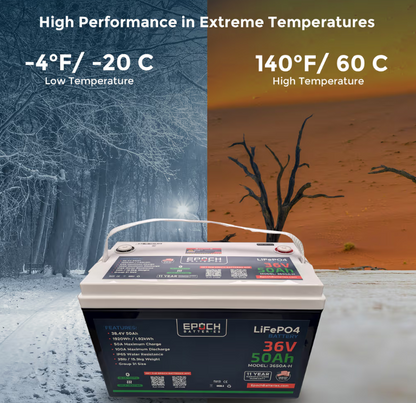 Suncoast Marine and Auto offers Epoch Battery 36V 50Ah Essential Series - Bluetooth & Heated LiFePO4 (3650A-H)