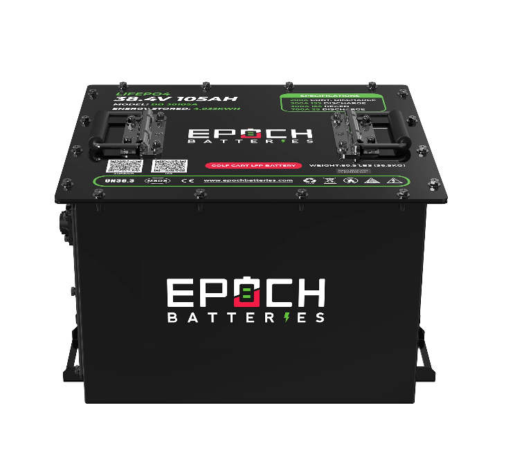 Suncoast Marine and Auto offers Epoch Battery 36V 105Ah Lithium (LiFePO4) Golf Cart Battery - Complete Kit (BB38105A-kit-1)